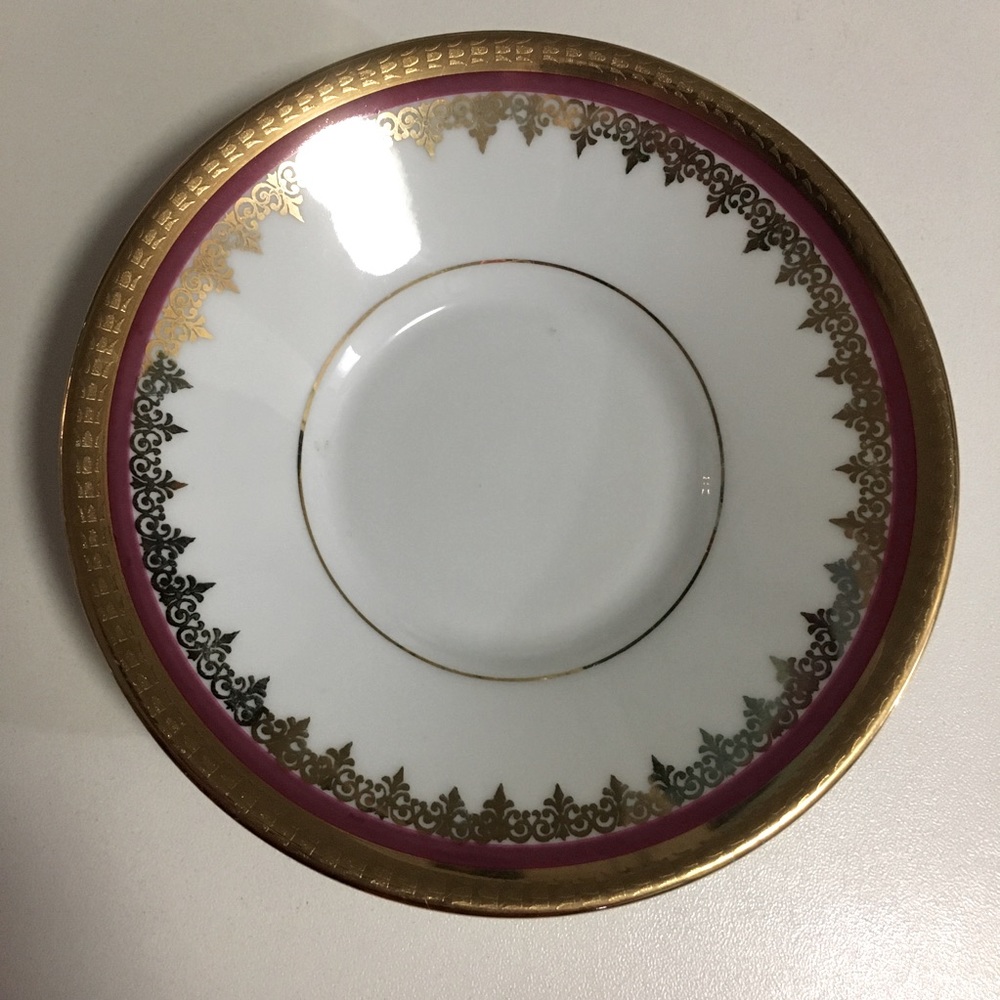 Limoges France fine bone china gold trim saucer